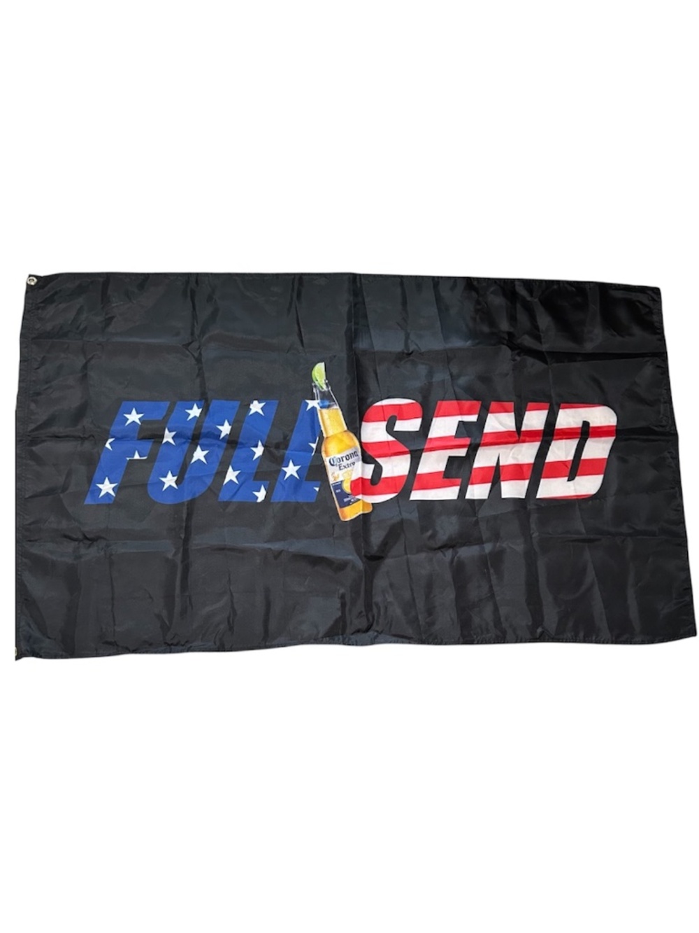Full Send Flag - 3' x 5' Corona Beer Lime Patriotic Black Nylon 2 Grommets